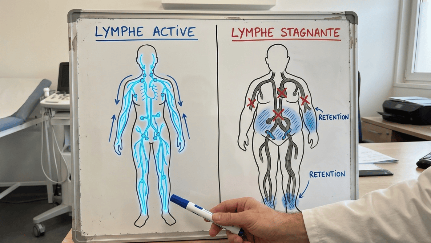 Schéma lymphe active / lymphe stagnante